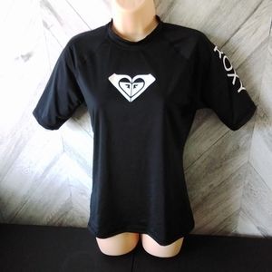 ROXY Women's Whole Hearted Short Sleeve Rashguard Top Sz: XL Black